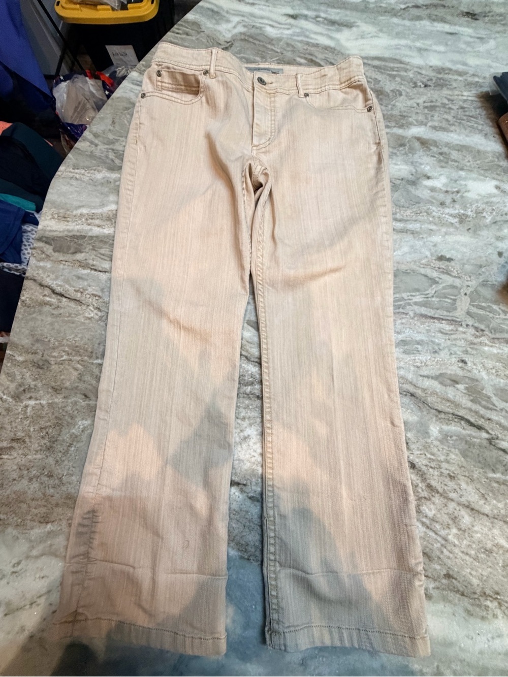 Chico’s Platinum Denim Beige Bootcut Jeans Women’s Size 1 Stretch Pants